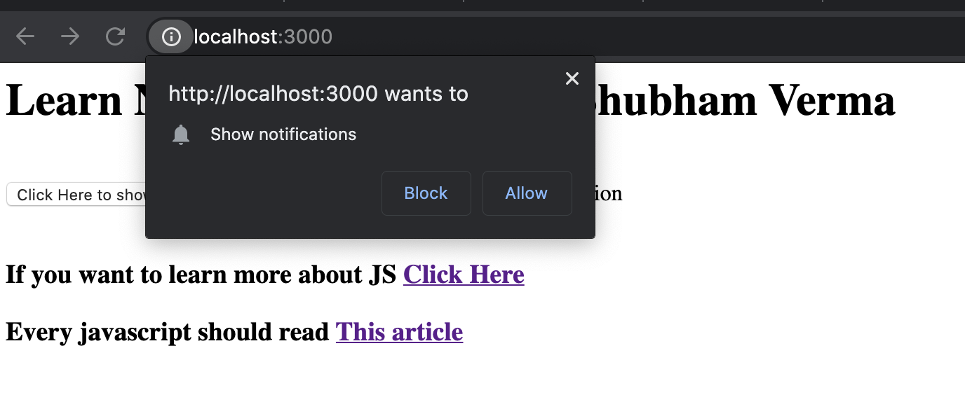Desktop Notification in Javascript Desktop Notification in Javascript