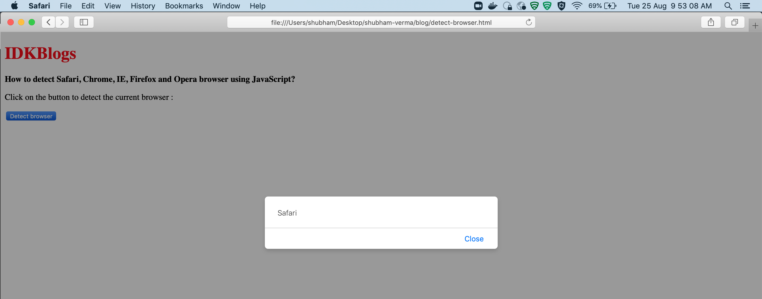Detect the user browser using JavaScript Detect the user browser using JavaScript