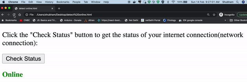 Detect the Internet connection is offline or Online using JavaScript Detect the Internet connection is offline or Online using JavaScript