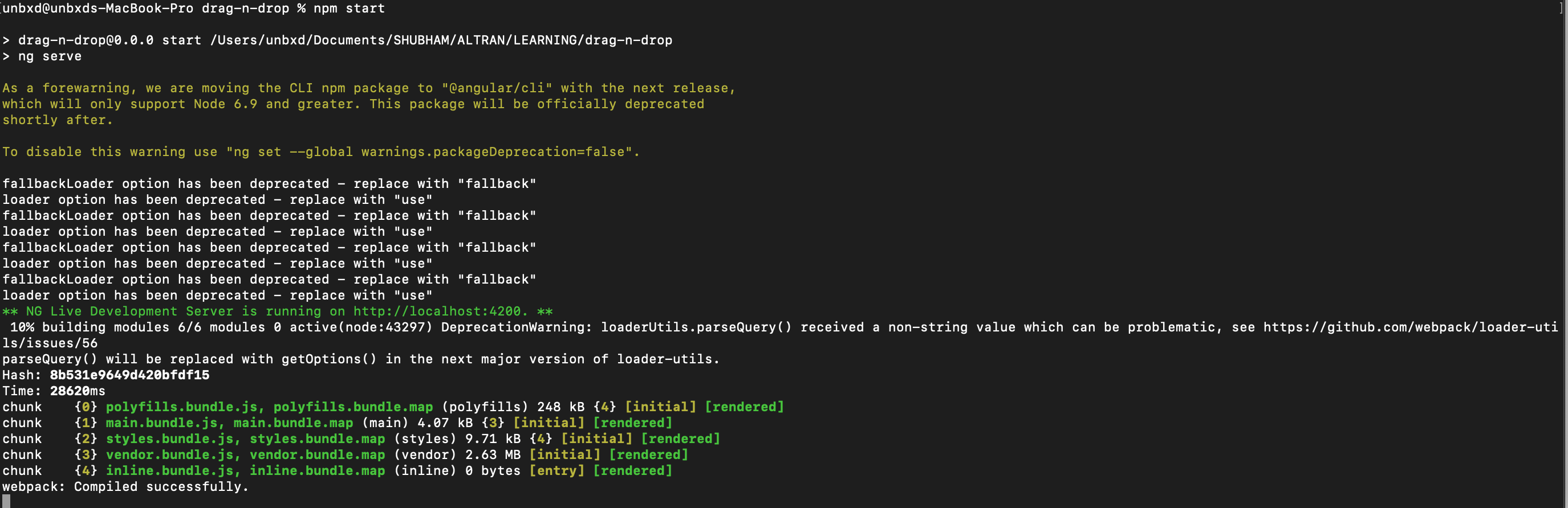 Result of ng new drag-n-drop command Result of ng new drag-n-drop command