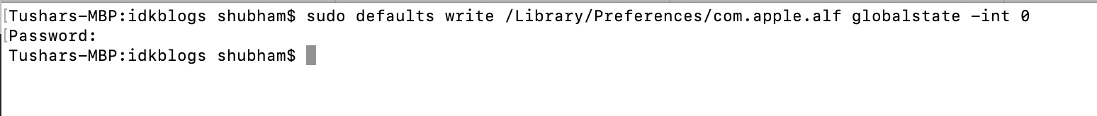 idkblogs.com: Turn on/off firewall of your mac using terminal/CMD idkblogs.com: Turn on/off firewall of your mac using terminal/CMD