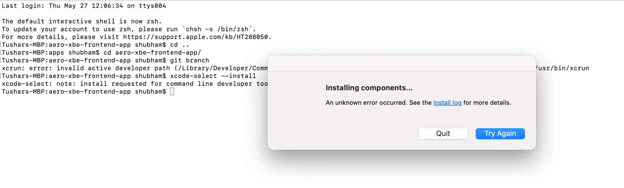 Xcrun: error: invalid active developer path (/Library/Developer/CommandLineTools) Xcrun: error: invalid active developer path (/Library/Developer/CommandLineTools)